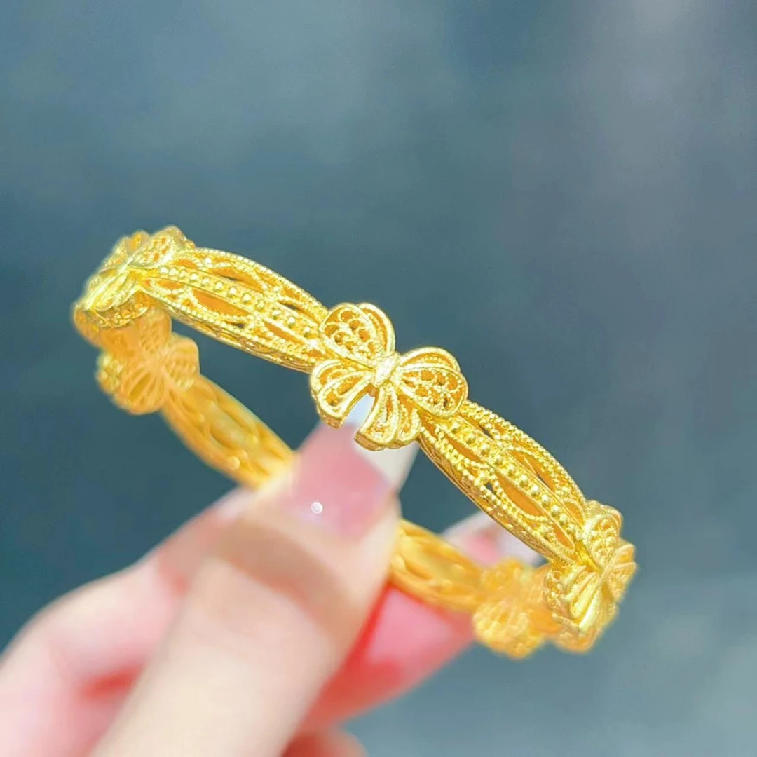 【新美源】足金999 古法工艺 在逃蝴蝶结手镯