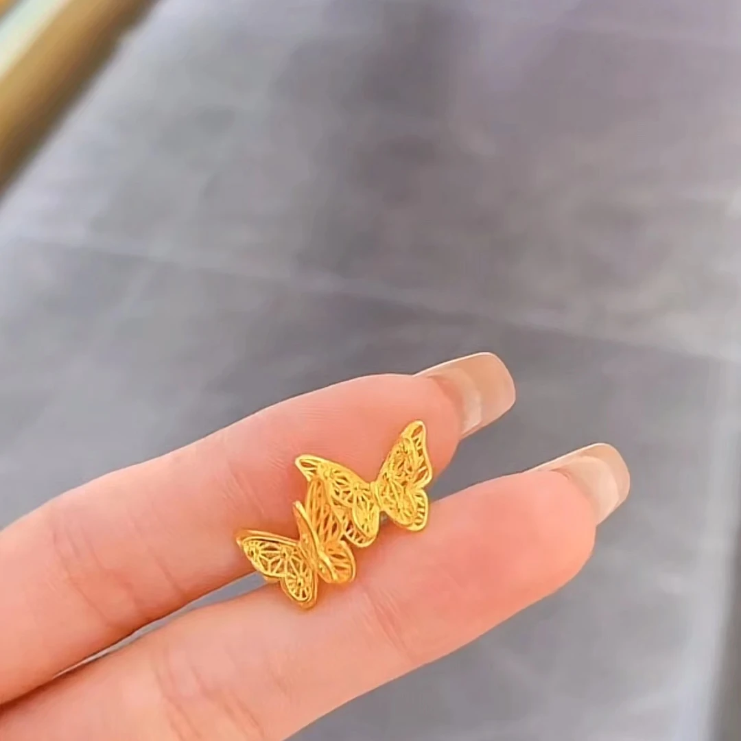 【新美源】足金999 5G工艺  立体蝴蝶弯钩 2.68克