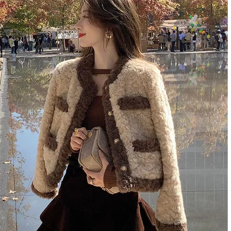 【现货+运费险】仿羊羔毛外套小香风女百搭宽松上衣仿皮草外套YY277