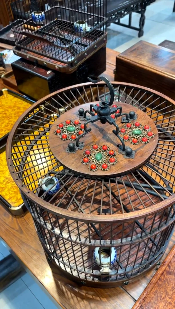 【闪购商品】木黄花梨圆鸟笼鸟笼
