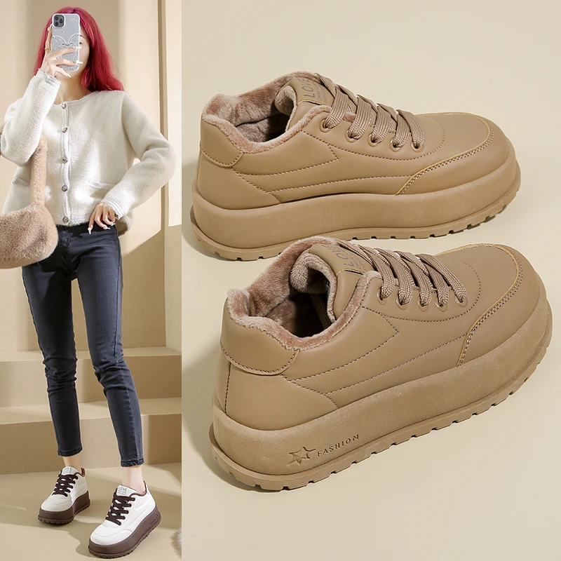 猫人雪地靴女2024冬季新款厚底棉鞋女加绒加厚增高休闲鞋时尚潮流