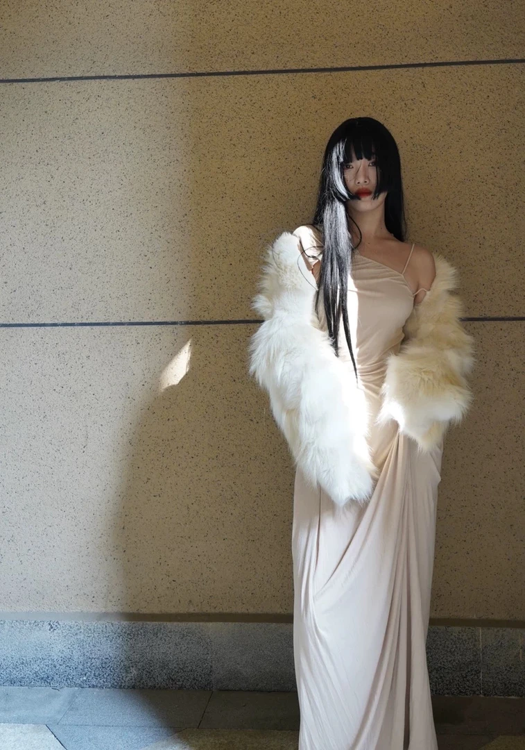 仙子狗尾巴花原创环保毛毛赵美车同款原版长毛外套