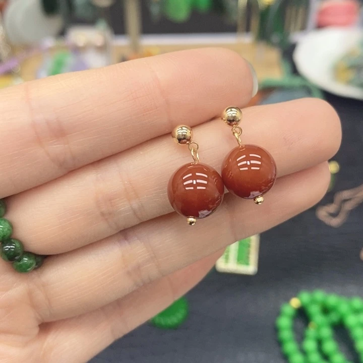 南红玛瑙耳饰合金耳饰75