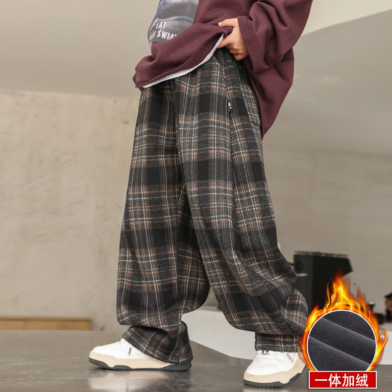 儿童装男童冬装加绒裤子秋冬款2024新款中大童加厚冬季男孩运动裤