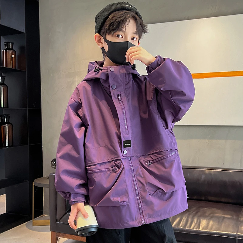 儿童装男童秋装冲锋衣外套2024新款春秋款男孩中大童秋季工装帅气