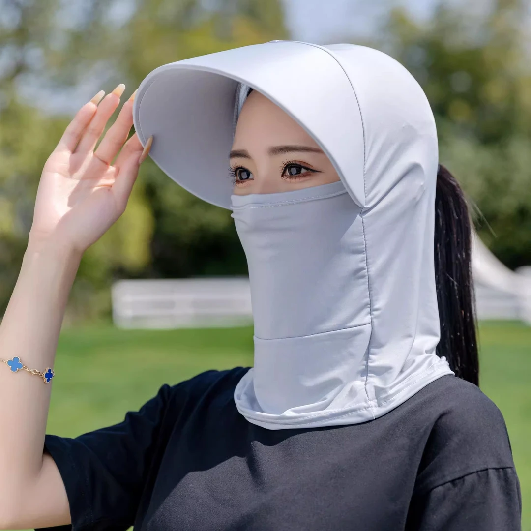 【春夏爆款】冰丝遮阳防晒帽 夏季遮脸口罩一体防紫外线lq-MZ0258