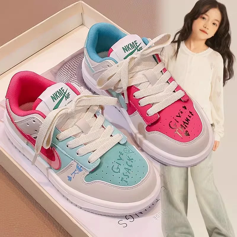 ABC女童 运动鞋2025春秋新款鸳鸯鞋儿童软底低帮轻便大童时尚板鞋