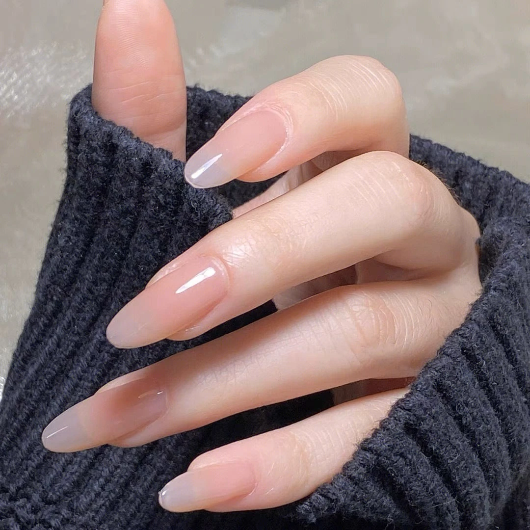 【华妃摸脸】纯手工穿戴甲嬛嬛同款裸粉显白清透美甲指甲贴片温柔