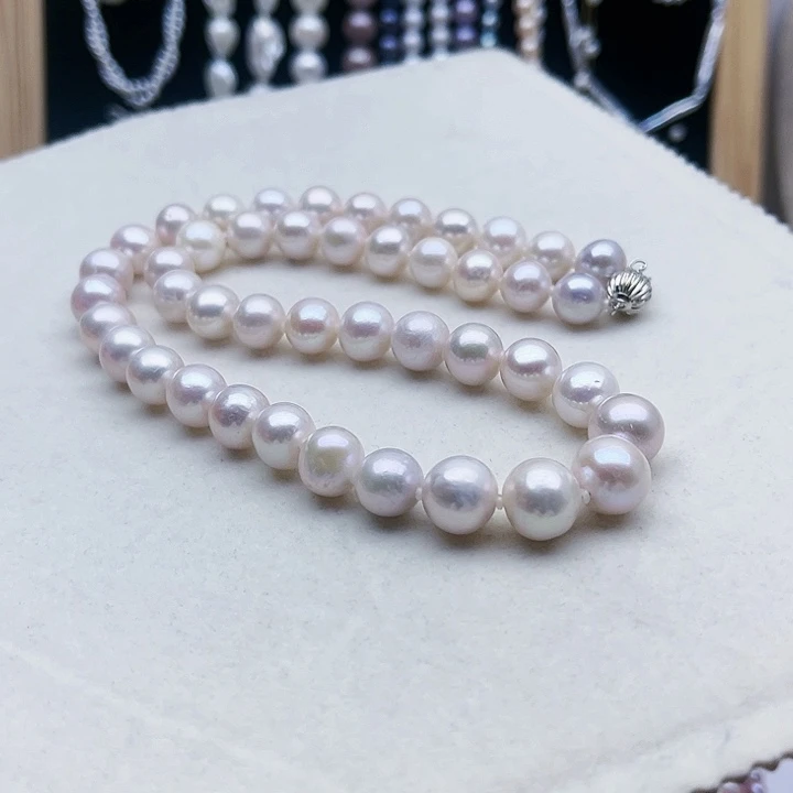 淡水珍珠颈饰银S925镶嵌9-11mm