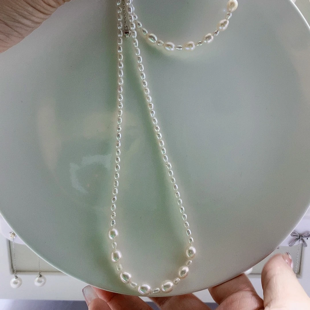 淡水珍珠套链银S925镶嵌