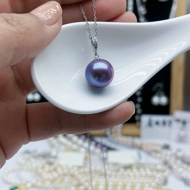 淡水珍珠吊坠(赠链)银S925镶嵌13.3mm