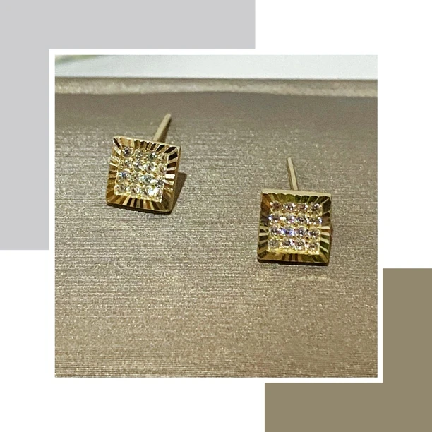 925银耳饰 中号小方块耳钉3085348