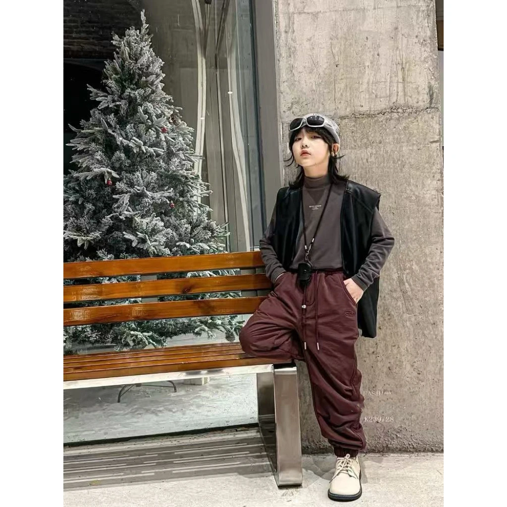 39728高端童装时尚百搭图家休闲加绒长裤W牛仔网红短款