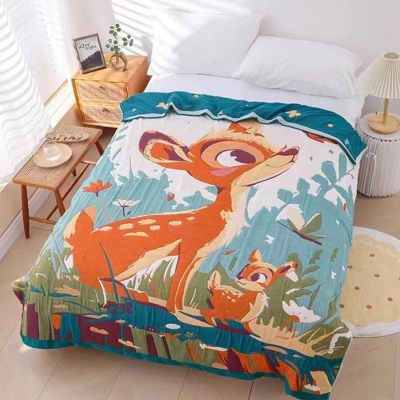 林深见鹿150cm x 200cm 色织多功能棉纱布面包被