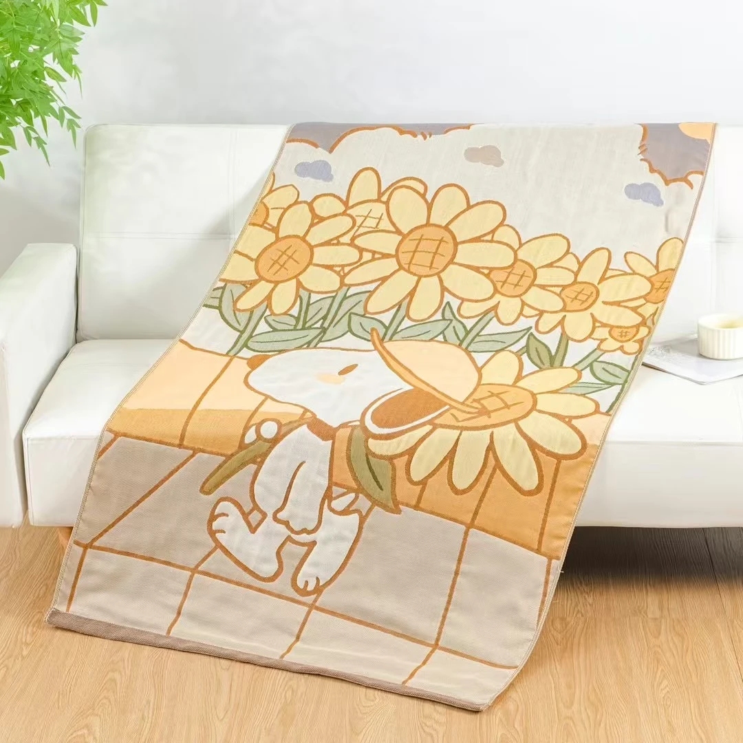 【向日小狗浴巾】披肩毯多层棉加大双面浴巾 80*160cm