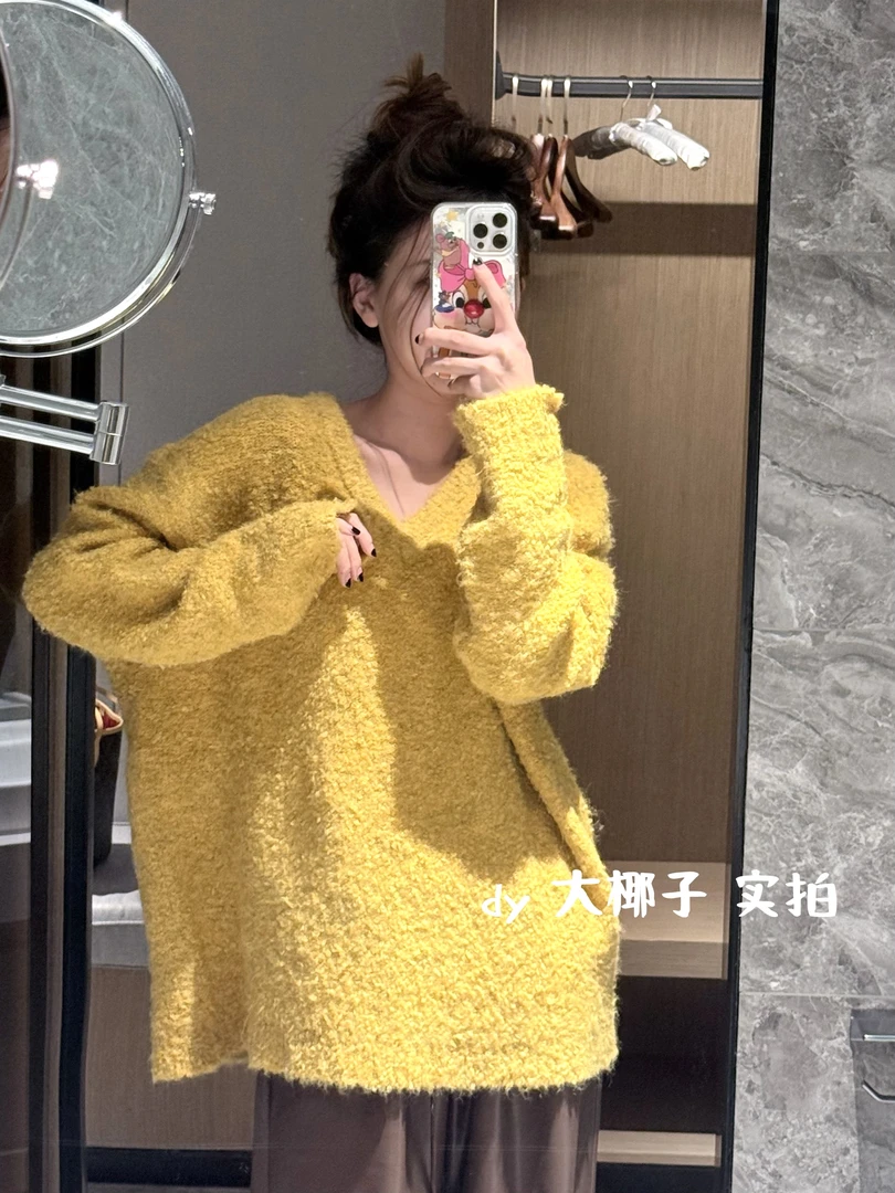 新圈圈毛衣外穿秋冬宽松慵懒风中长款秋冬季加厚上衣百搭套头6630