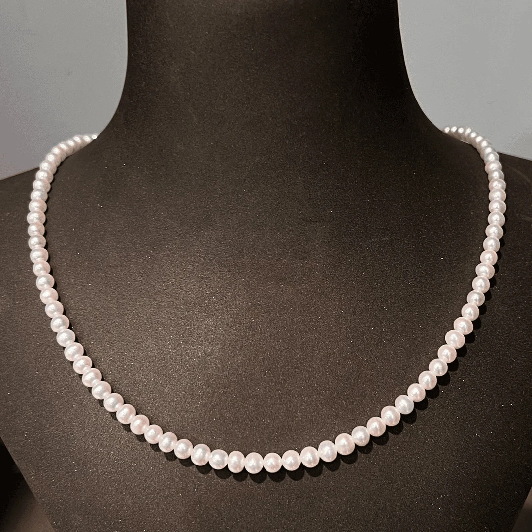 【金黎】4-4.5mm天然淡水珍珠近圆强光微微瑕小米珠项链百搭