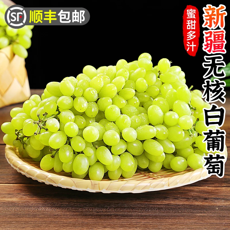 【顺丰包邮】正宗新疆无核白葡萄4.5-5斤无籽葡萄青提子脆甜水果