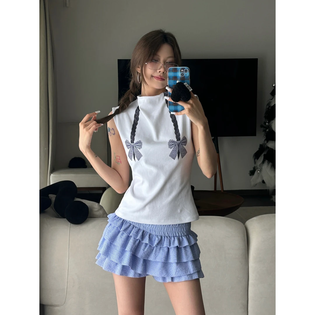 【凳凳tab】 麻花  设计感印花图案辣妹套装