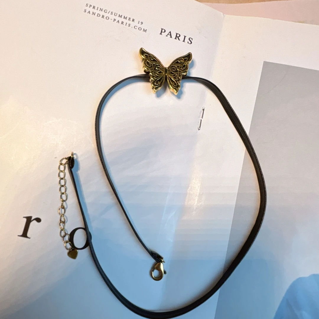 金潮坊珠宝   时尚轻奢气质百搭法式精致电黑蝴蝶套链足金999