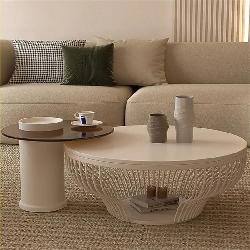 小扬哥推荐奶油风网红茶几小户型客厅意式岩板组合桌子轻奢异型收