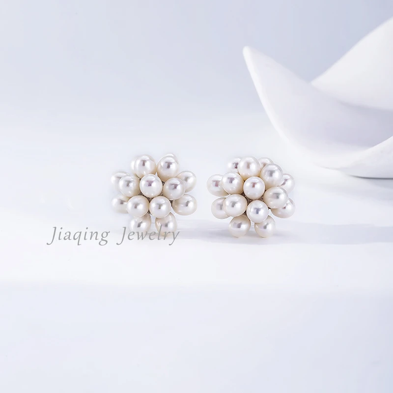 【佳清珠宝】极光淡水爆米花款进口合金原创耳饰明星同款百搭时尚