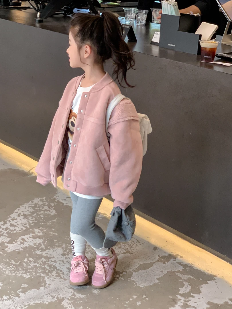 【粉粉嫩嫩】2023冬装新款休闲外套女童棒球服外套宝宝保暖短款上衣