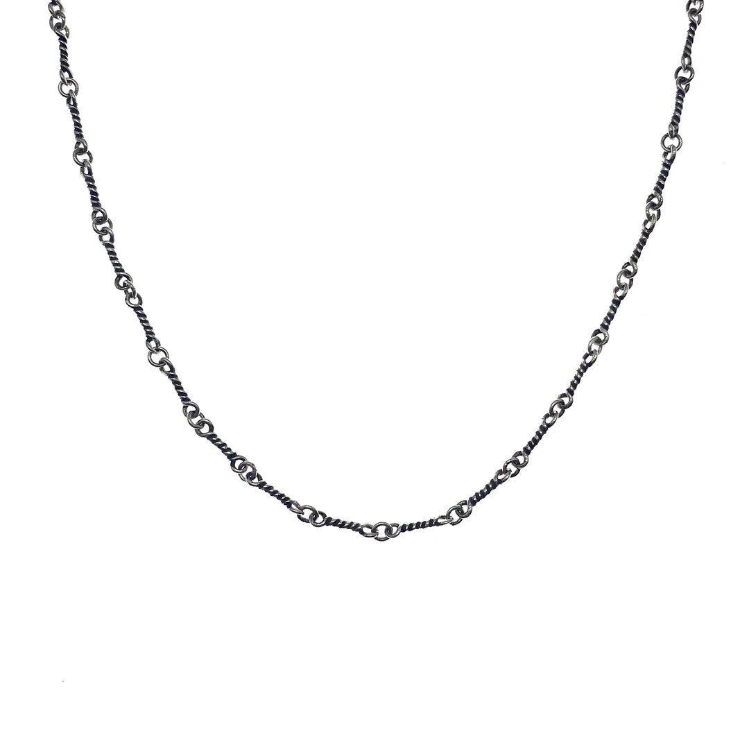 链子925银 BELIEF HEARTS相信心简约做旧潮牌2.5mm麻花银项链时尚