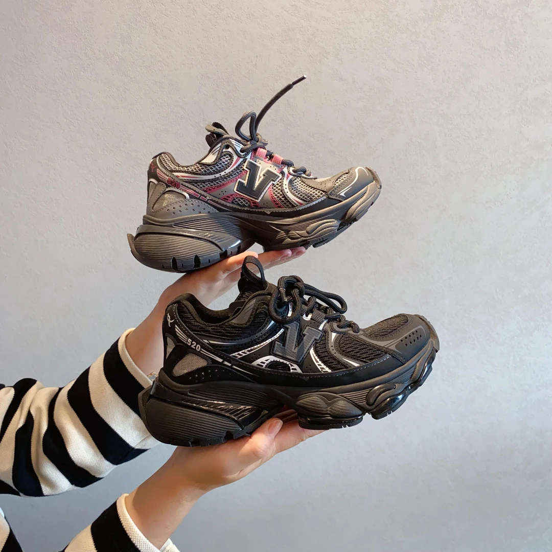 【欧货】2023春秋百搭真皮拼色运动老爹鞋厚底休闲鞋跟高6CM 5209-7