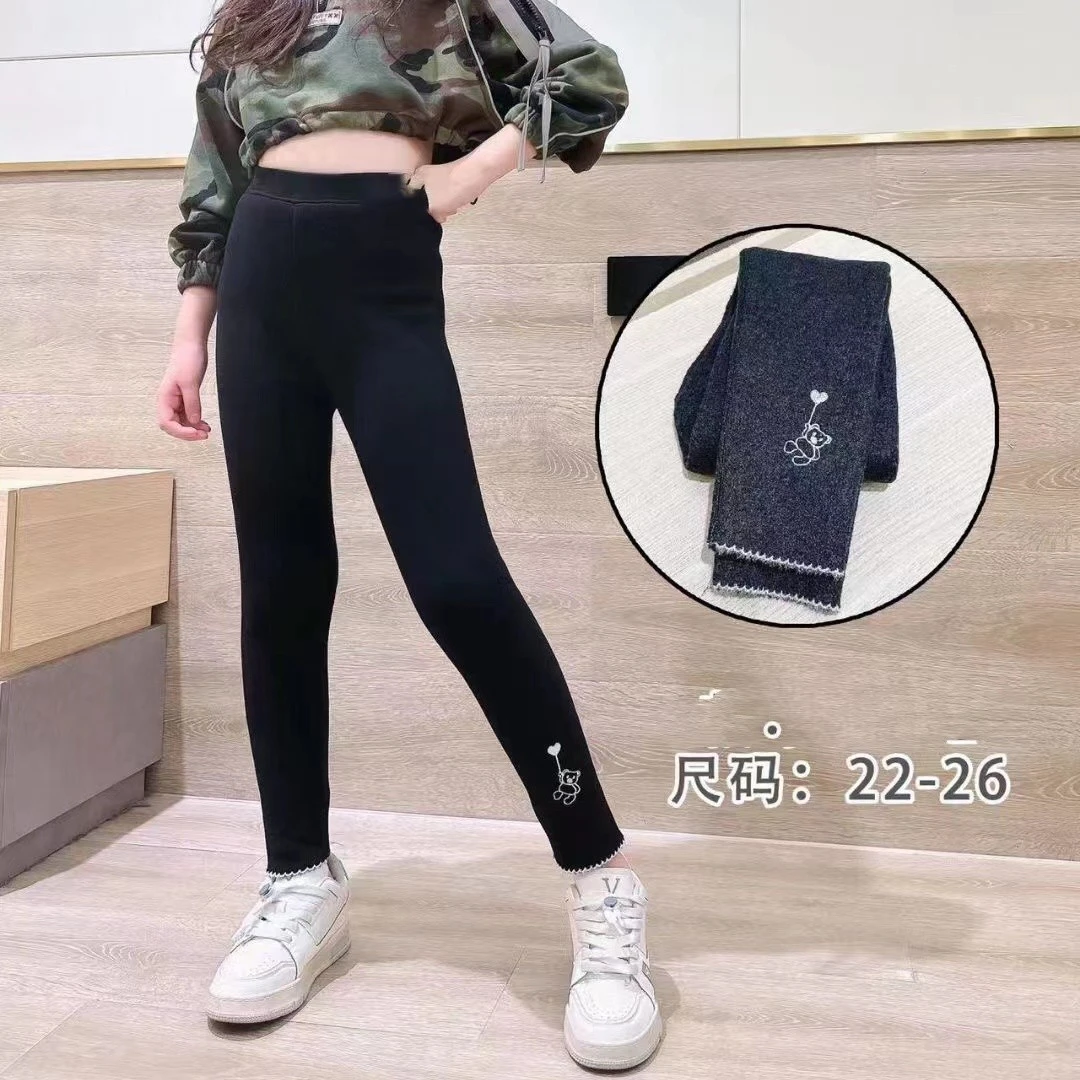 女童打底裤冬季2023新款加绒裤子中大童小女孩外穿加厚保暖裤百搭