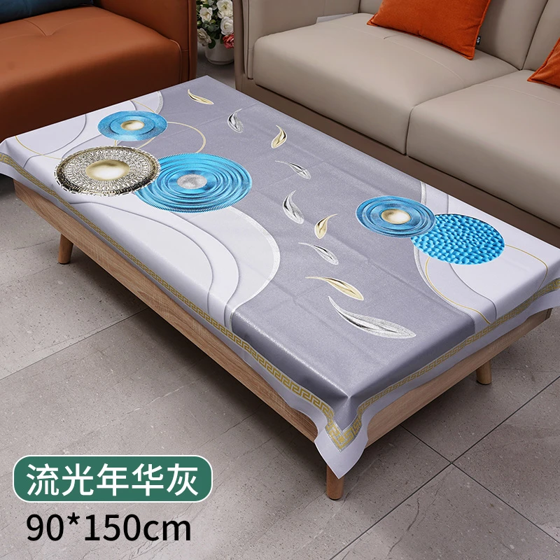 （90x150cm）家用防水防油防烫免洗PVC长方形桌布茶几布简约台布
