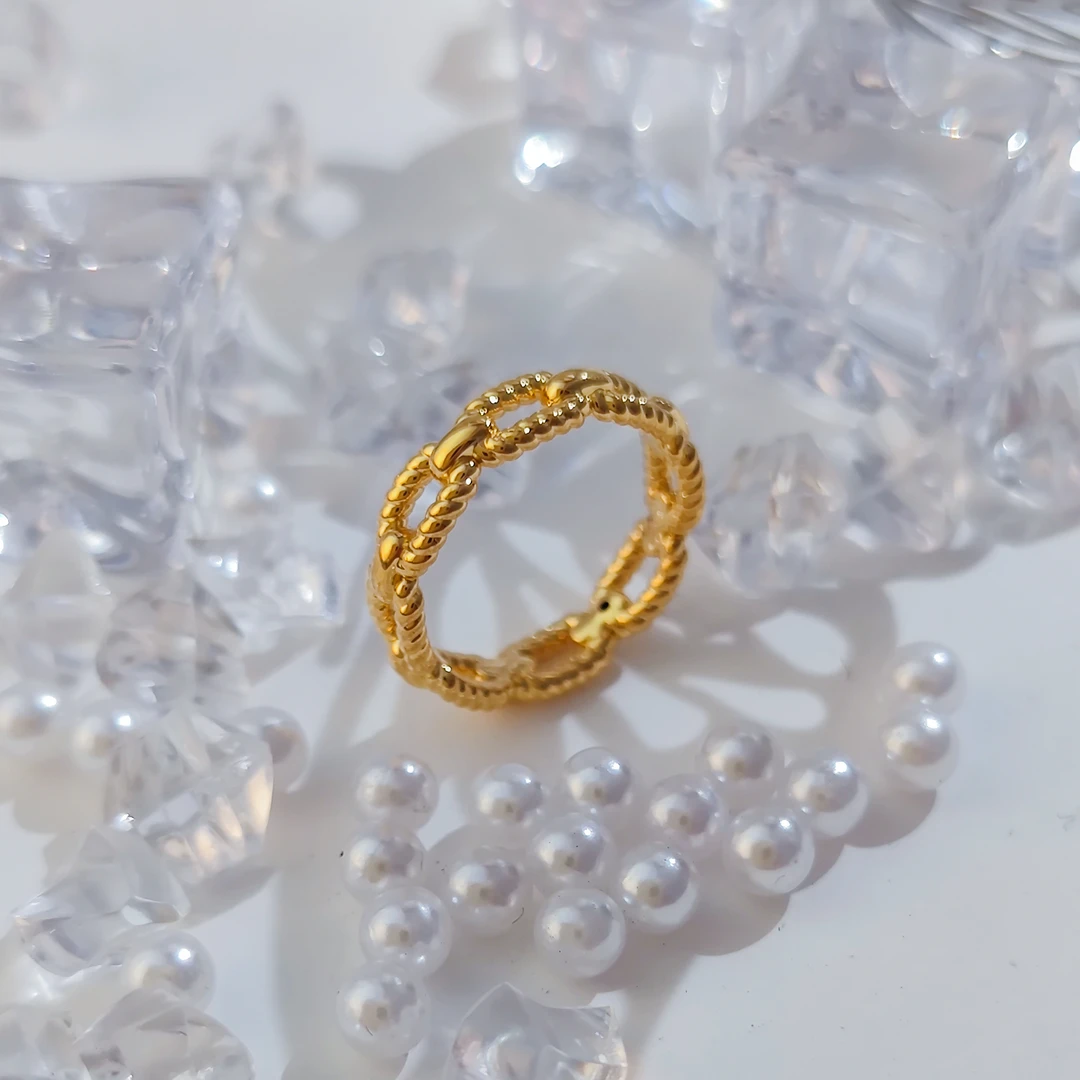 【优加】足金999 麻花铁链戒指 1.43 17圈口