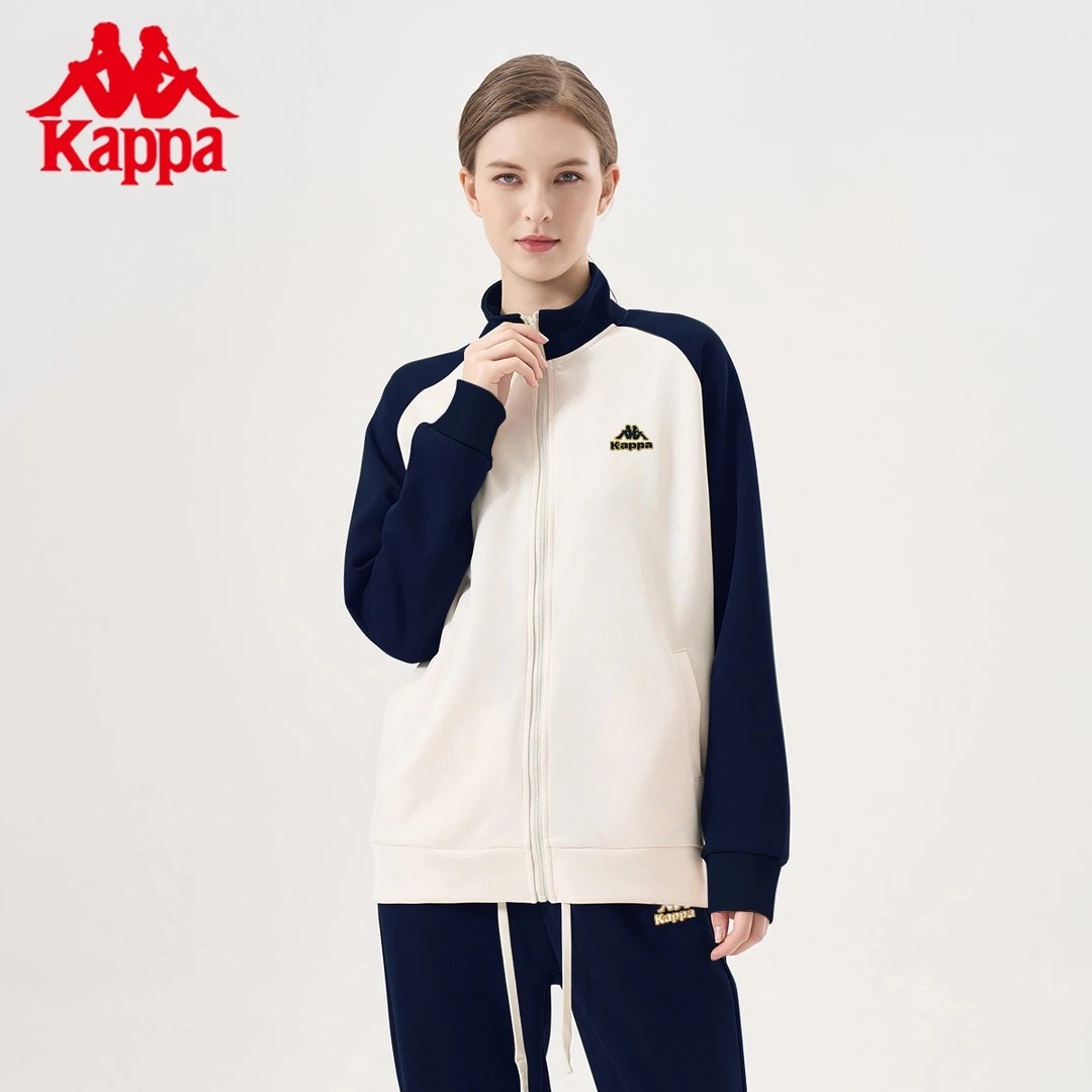 KAPPA秋冬季新款男女百搭保暖情侣宽松撞色开衫外套家居套装TJ