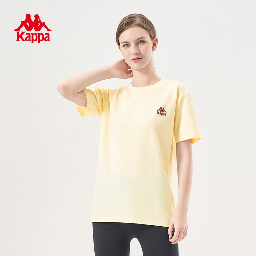 KAPPA情侣休闲百搭透气上衣夏季柔软亲肤男女短袖家居服T恤-XH