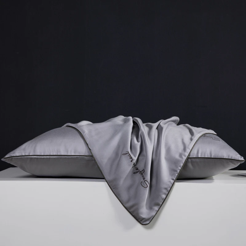 莫代尔天丝绣花枕套一对装新1