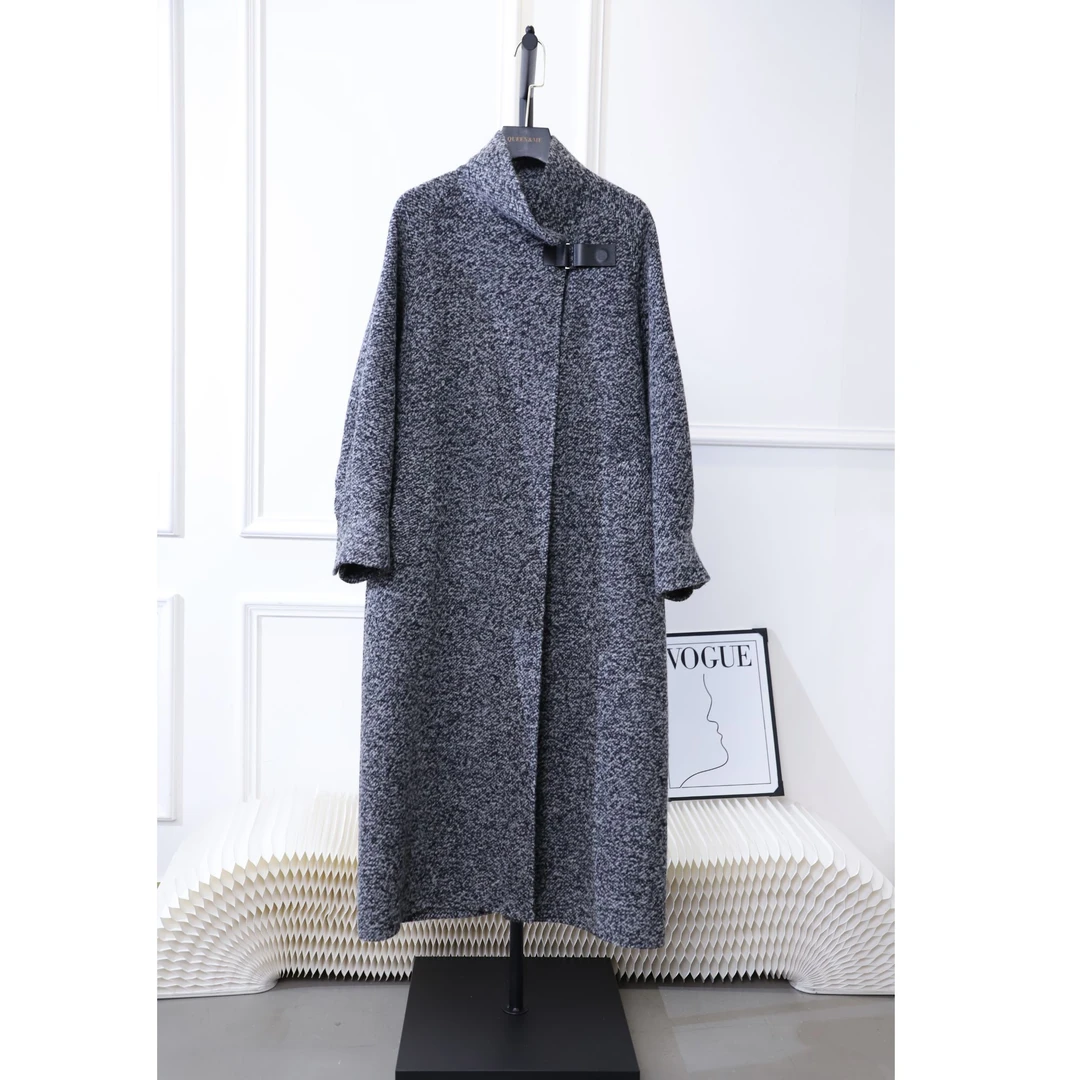 【岳文丽】冬季雪花毛呢大衣