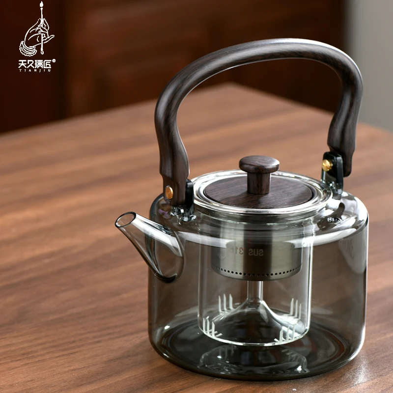 天久璃匠高档煮茶器玻璃壶蒸煮茶炉套装喷淋式蒸汽保温提梁壶家用