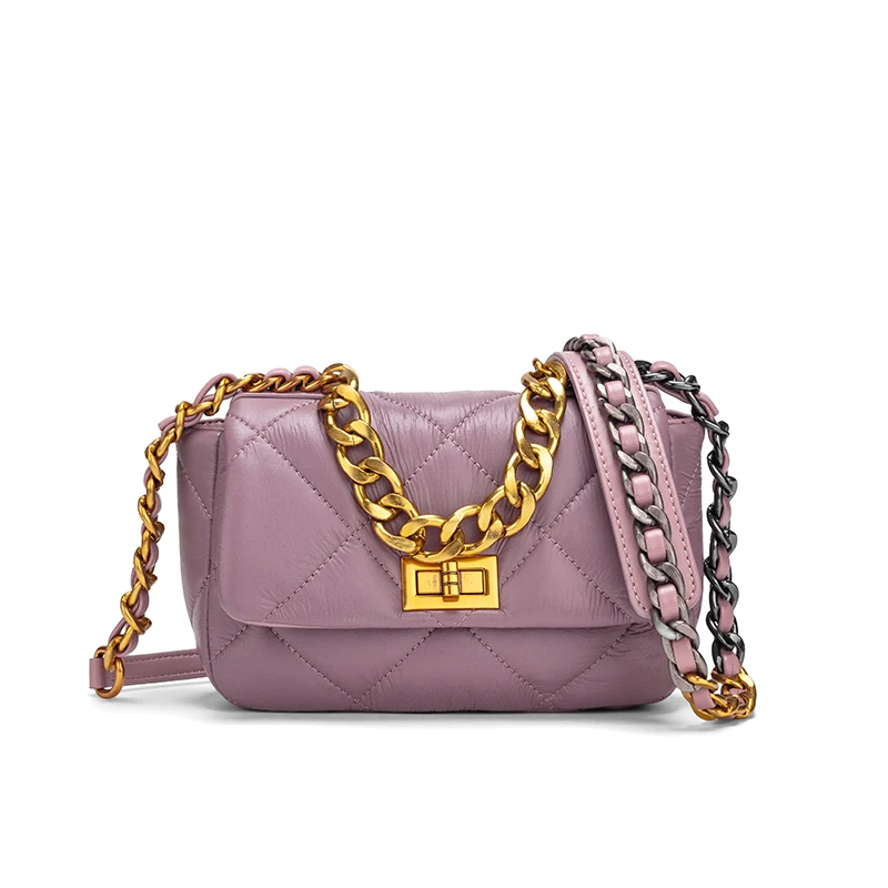 FANXI凡喜时尚质感潮流轻奢小香风单肩包F9055紫色