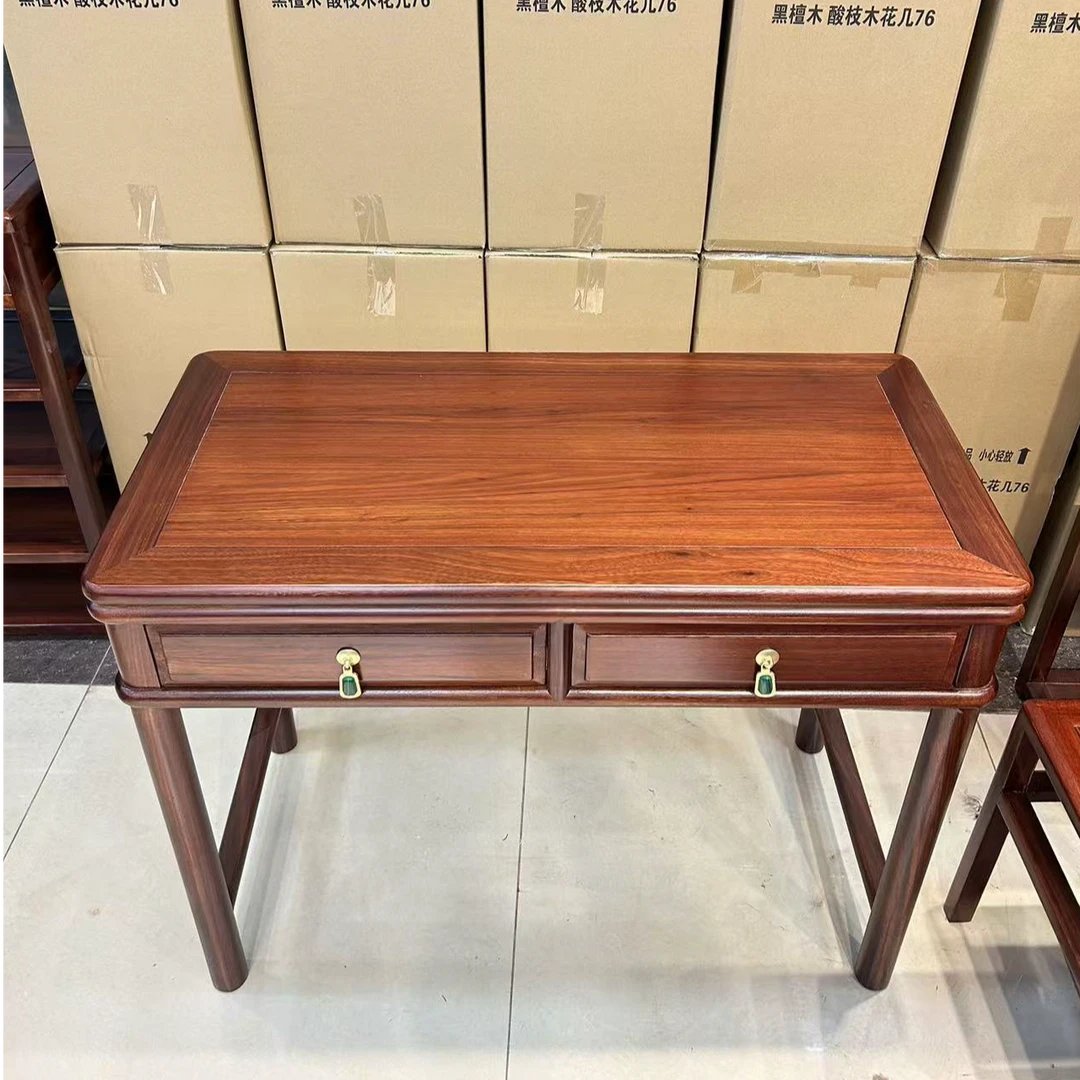 乌金木新中式全实木书桌椅家用办公禅意写字书画书房轻奢化妆桌