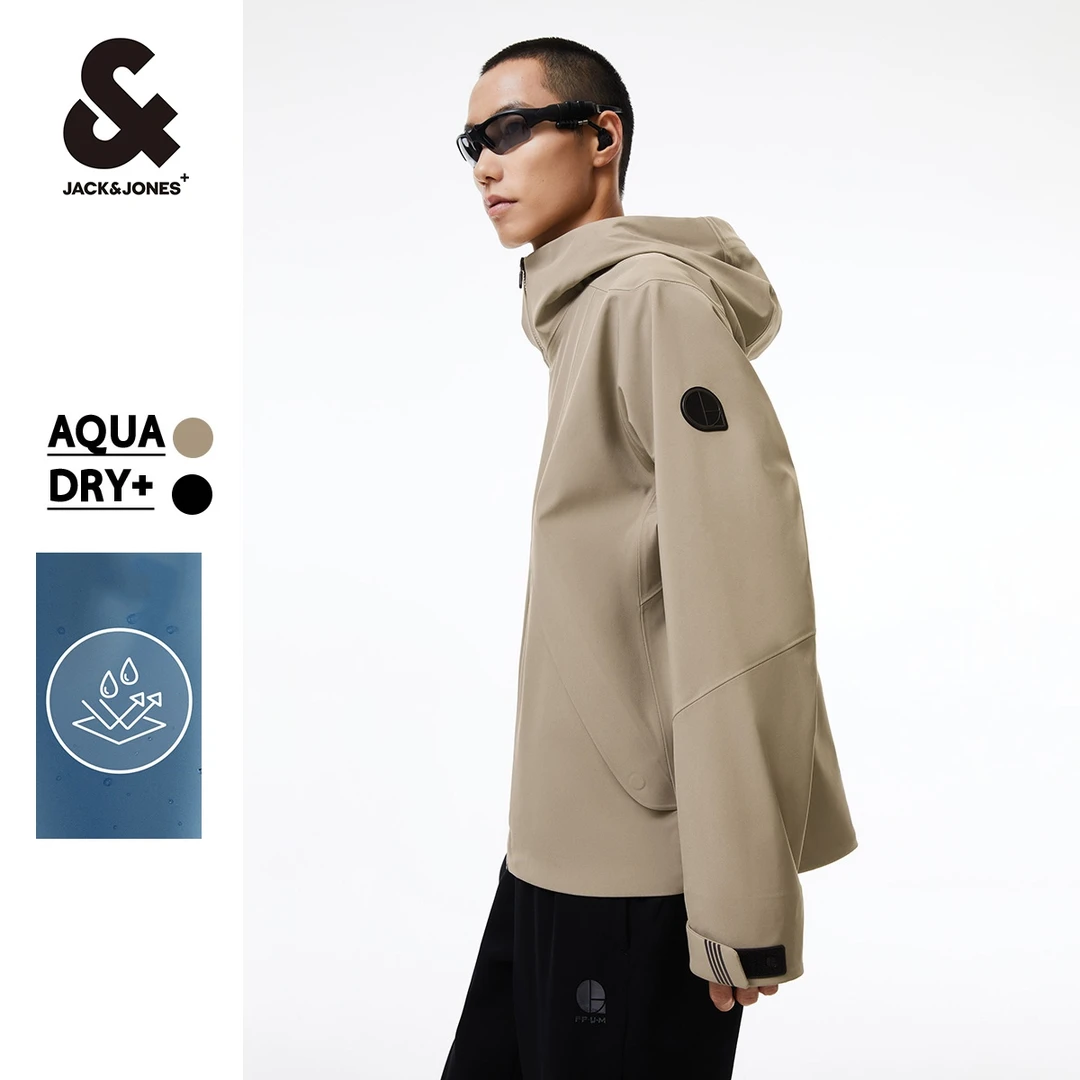 杰克琼斯秋季新款男士装高级感户外直筒抽绳连帽立领夹克外套男款