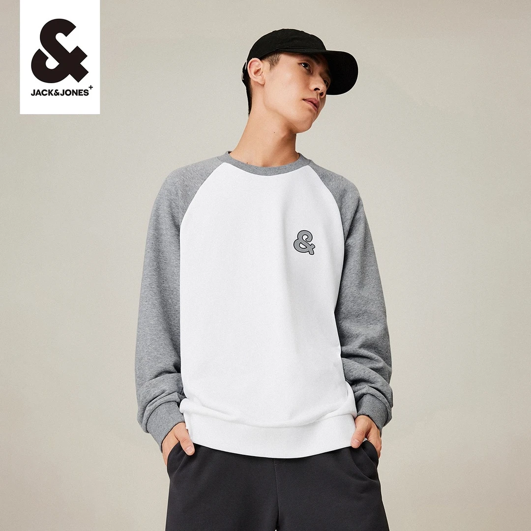 杰克琼斯秋季新款男士装潮流休闲运动撞色插肩长袖卫衣套头衫上衣