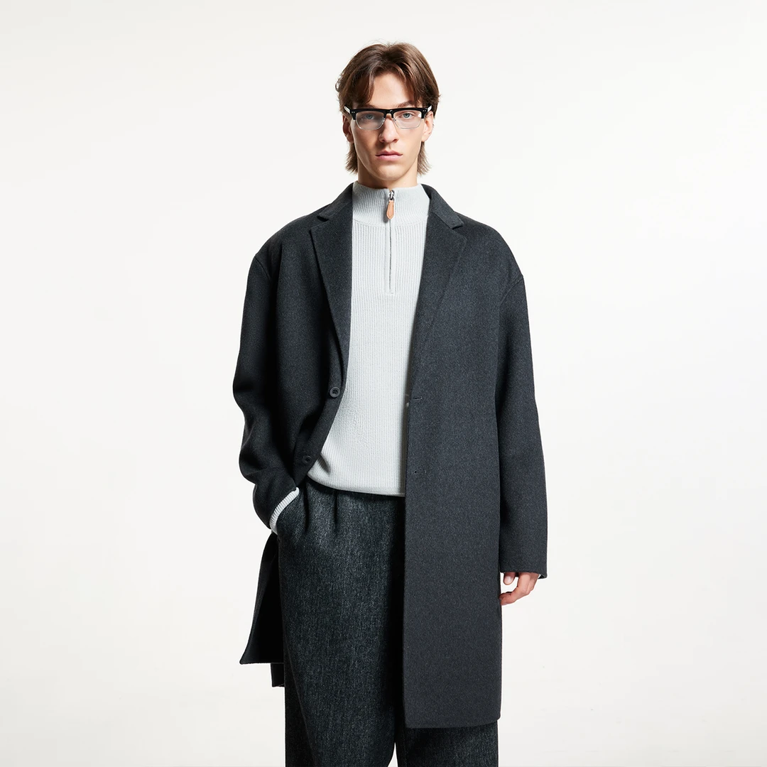 【陈大可专属】杰克琼斯秋冬男装男士毛呢高个子大衣224427004