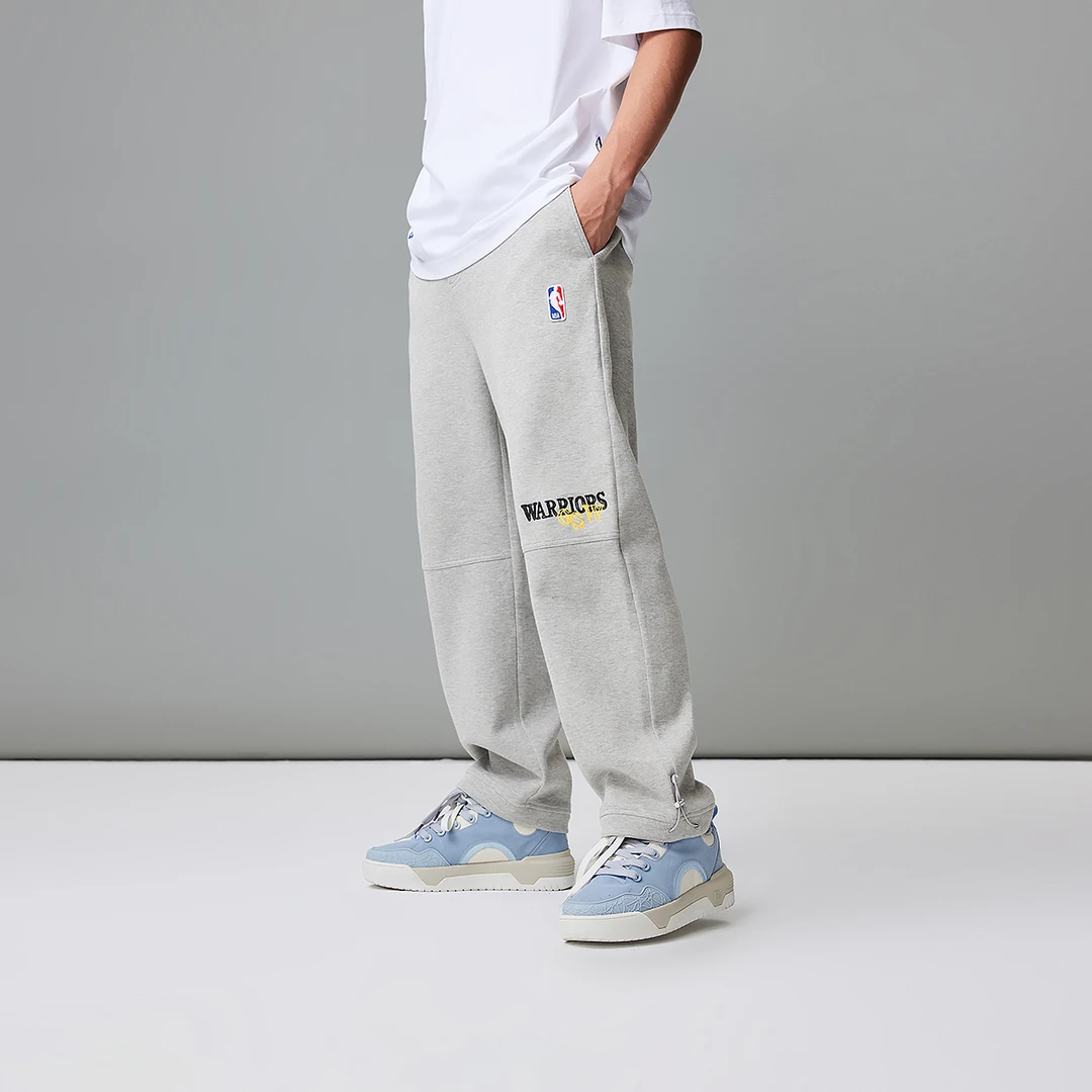 杰克琼斯夏季新款NBA联名勇士队抽绳裤脚拼接长裤休闲裤长裤男款