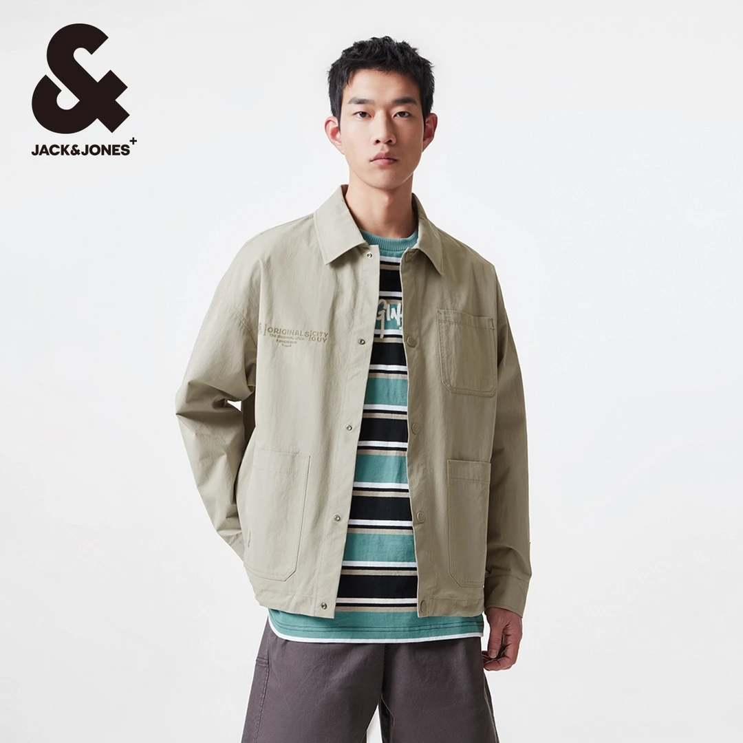 杰克琼斯秋季新款男士夹克外套宽松上衣肌理感字母刺绣高级感男装