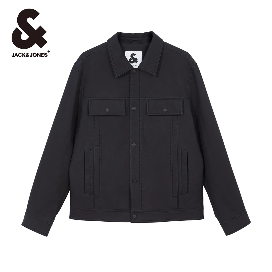 【商场同款】杰克琼斯秋冬新款男士PU夹克外套纯色舒适高级感男装