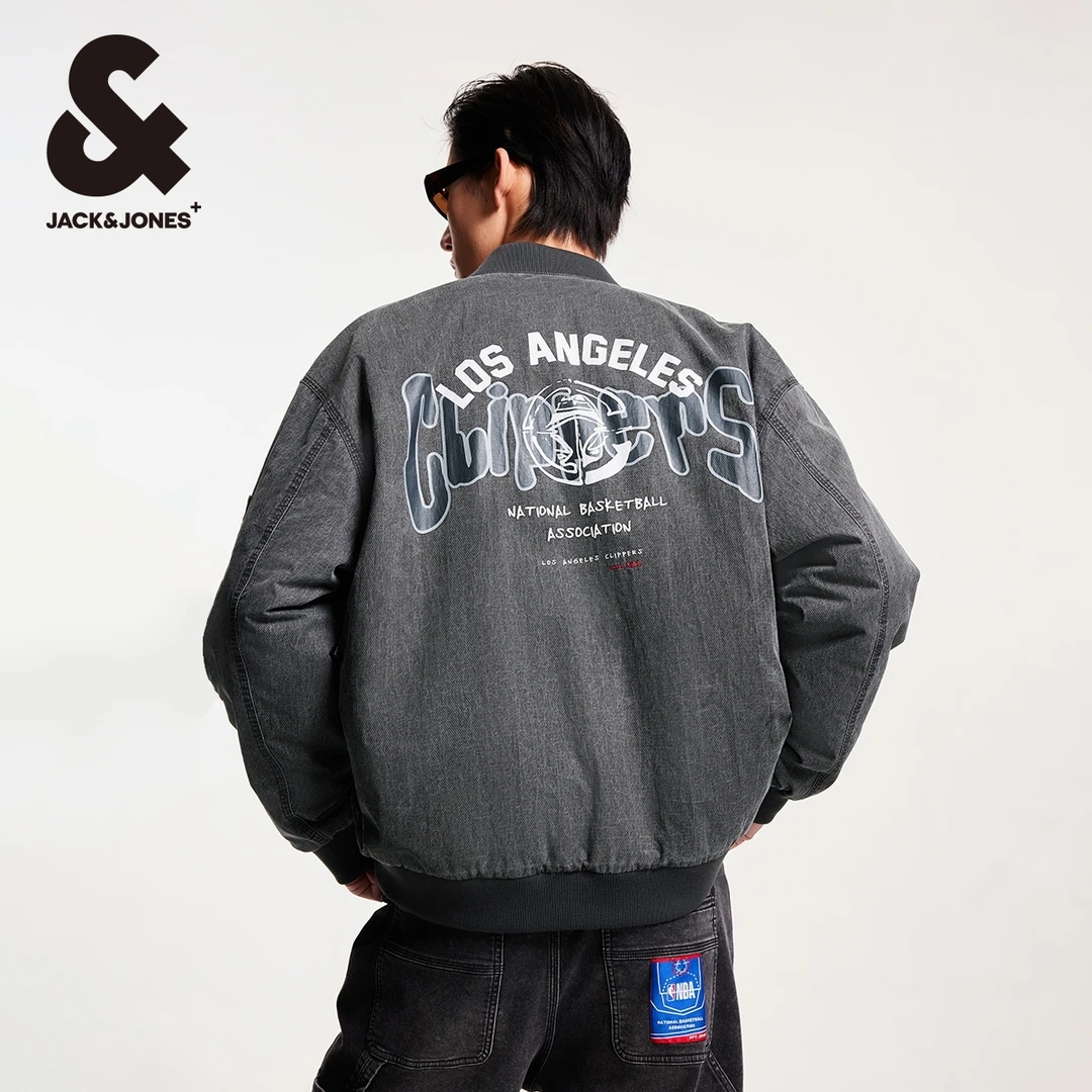 杰克琼斯秋冬款男装厚外套NBA联名快船队百搭男士棒球领棉服棉衣