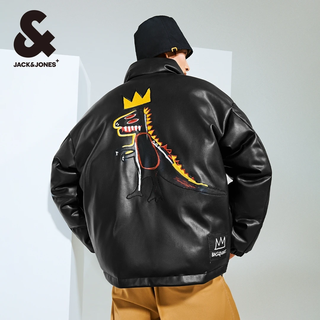 杰克琼斯秋冬款男装厚外套Basquiat联名棉衣时尚简约宽松立领棉服