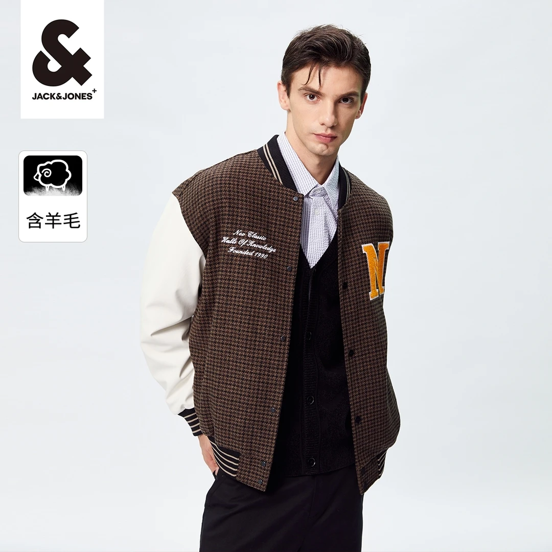 【陈大可专属】杰克琼斯图案撞色棒球服夹克外套223427017