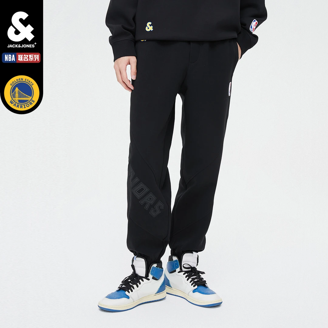 杰克琼斯NBA联名勇士队男士休闲高级潮流宽松束脚卫裤运动裤子款