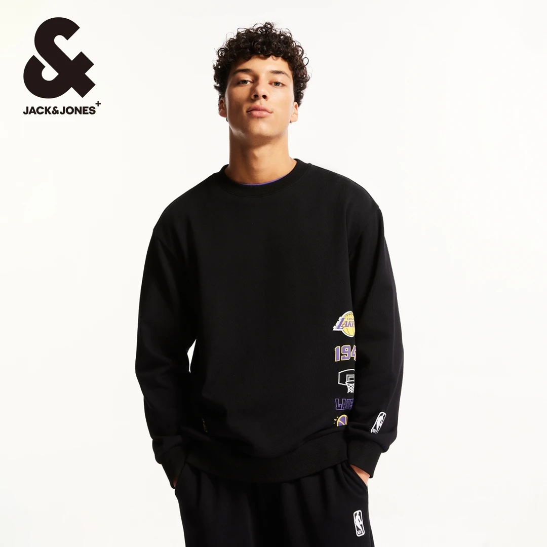 杰克琼斯秋冬新款NBA联名湖人队套头衫美式高街舒适圆领卫衣男装
